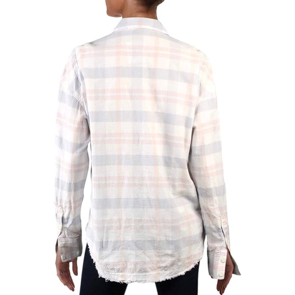 Free People Frayed Plaid Button Up - Picture 3 of 4